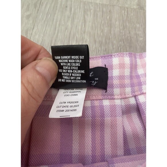 Coquette Y2k Style Sexy Schoolgirl Plaid Skater Skirt Pink Purple Pleat Sz 6 - Picture 4 of 9